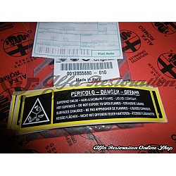 Alfa Romeo Decal "Hot Surfaces-Do Not Expose To Open Flames-Corrosive Liquids"
