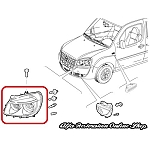FIAT Doblo (as of 2005) Left Side Headlight (RHD Models)