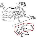 Alfa 164 (1987-1992) Left Door Rearview Mirror (LHD Vehicles)