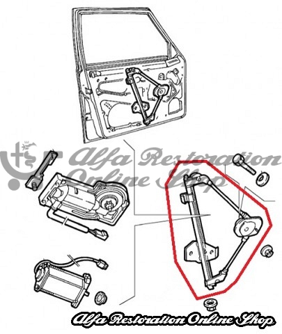 Alfa 75/Milano Front Left Door Electric Window Regulator (FISPA/No Motor)