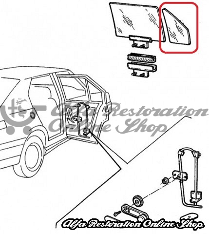 Alfa 33 905/907 Series Rear Right Door Triangular Window (Green Tint)