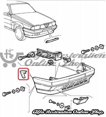 Alfa 75/Milano Front Bumper Right Side Decorative Trim