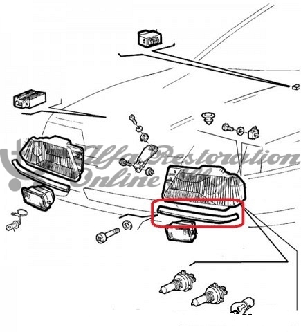 Alfa 164 FL92 Left Headlight Trim (Grey Primer)