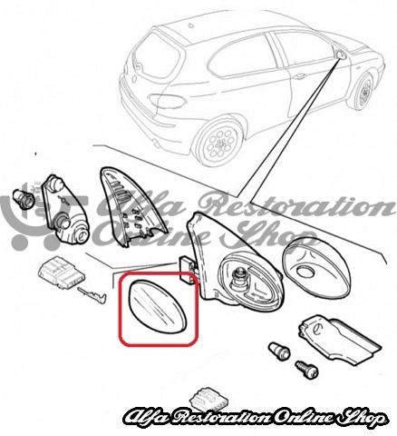 Alfa 147/GT Right Door Mirror (Glass Only/LHD Models)