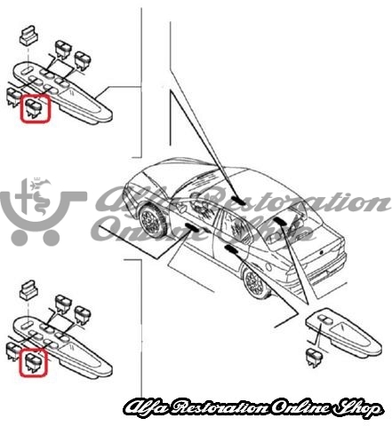 Alfa 156 Facelift Rear Left Door Power Window Switch (Switch on Front Door Console)