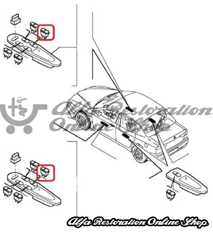 Alfa 156 Facelift Rear Right Power Window Switch (Switch on Front Door Console)