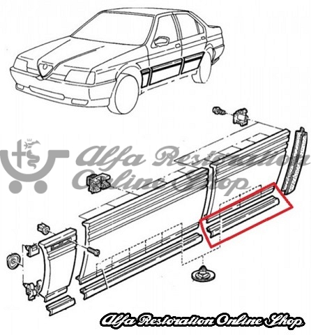 Alfa 164 Rear Left Door Lower Rubber Trim