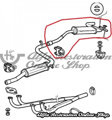 Alfa 33/Alfasud/Sprint Exhaust Rear Box/Silencer 1.5/1.7 Carbureted Engines