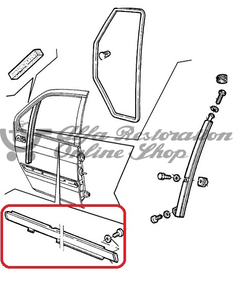 Alfa 164 FL92/Super/USA MY95 Rear Right Door Horizontal Trim (Exterior Side)