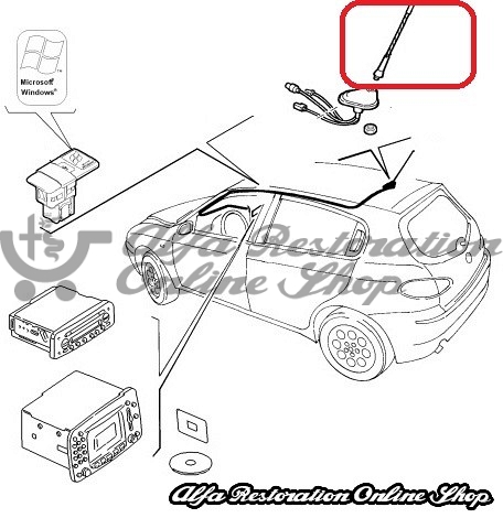 Alfa Romeo/Fiat/Lancia - Radio Antenna for CD/NAV/GSM Head Units