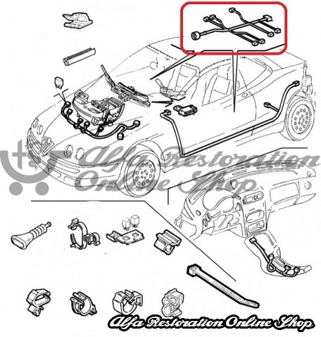 Alfa GTV/Spider Phase 2 Left Door Wiring Loom