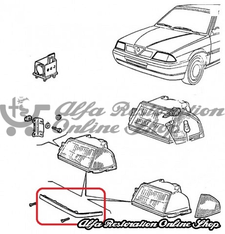 Alfa 33 907 Series Headlight Trim - Left Side