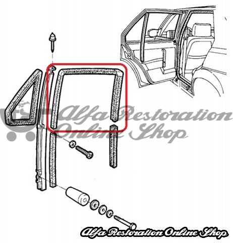 Alfa 75/Milano Rear Left Door Window Slider Velvet