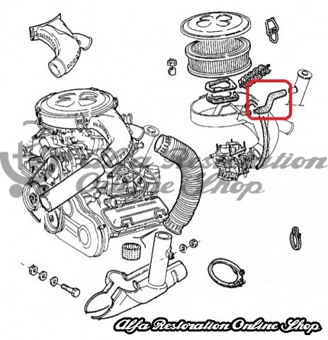 Alfa 33/Alfasud/Sprint Single Carburetor Engines Oil Vapor Hose (Oil Filler to Airbox)
