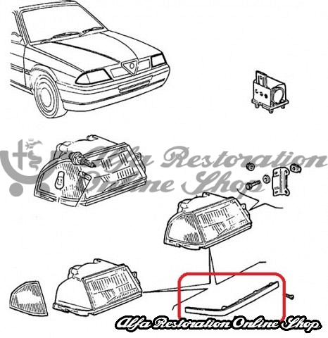 Alfa 33 907 Series Headlight Trim - Right Side