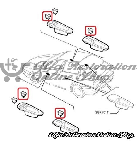 Alfa 156 Passenger Power Window Switch/Rear Power Windows (LHD/RHD Vehicles)