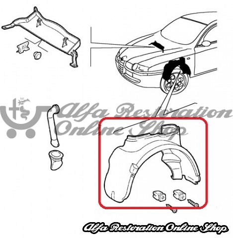Alfa Romeo GT Front Left Wheel Arch Plastic Liner