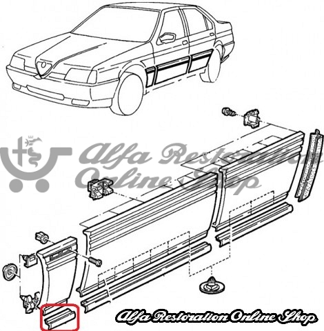 Alfa 164 Front Left Wing Lower Rubber Trim
