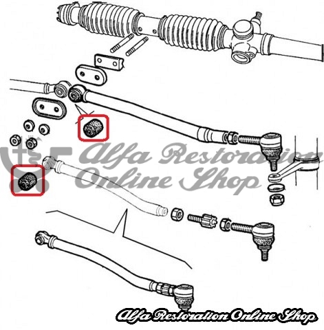 Alfa 33 907 Series Power Assisted Steering Bar Bushes Set