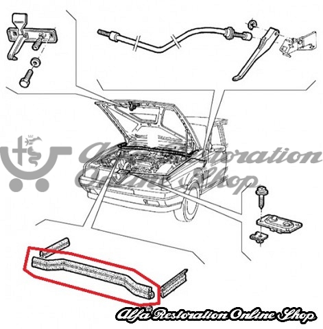 Alfa 75/Milano Windscreen Wiper Grille Rubber Seal (LHD)
