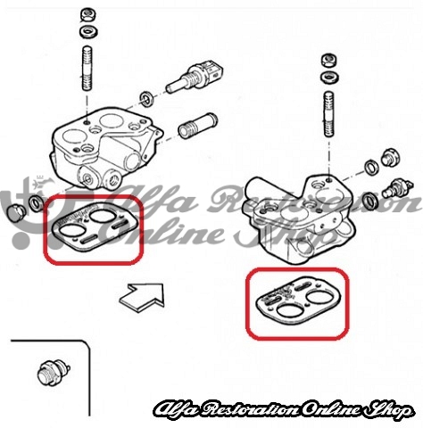 Alfa 33/145/146/Sprint 8V IE Engines Lower Intake Manifold Gasket Set (Original)