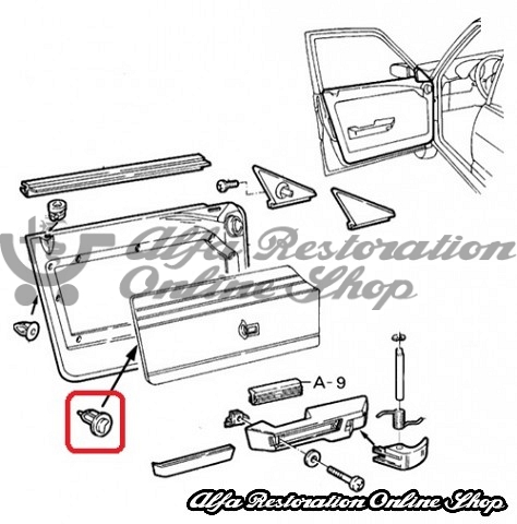 Alfa 33/Spider 115 Series Door Card Plastic Tab/Clip