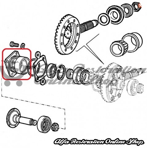 Alfa 33/Alfasud/Sprint/145/146 Differential Bearing Support/ Driveshaft Support/Flange (Left Side)