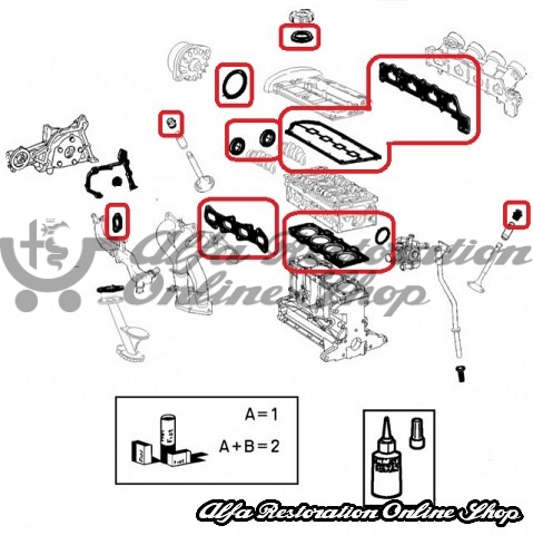 Alfa 147 1.6 TS 105 HP Cylinder Head Overhaul Kit