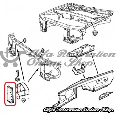 Alfa 33 905/907 Series Radiator Vertical Cross Member Set