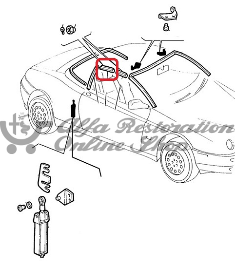 Alfa Spider 916 Series Soft Top Rear Right Seal (Window Top)