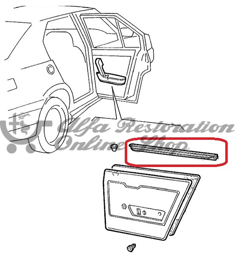 Alfa 33 907 Series Rear Right Door Horizontal Window Velour/Trim (Interior Side)