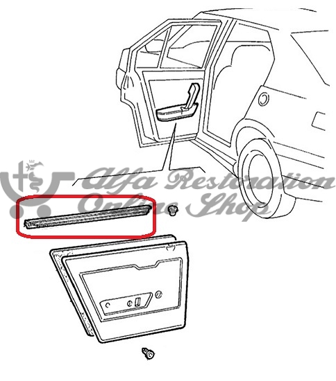 Alfa 33 907 Series Rear Left Door Horizontal Window Velour/Trim (Interior Side)