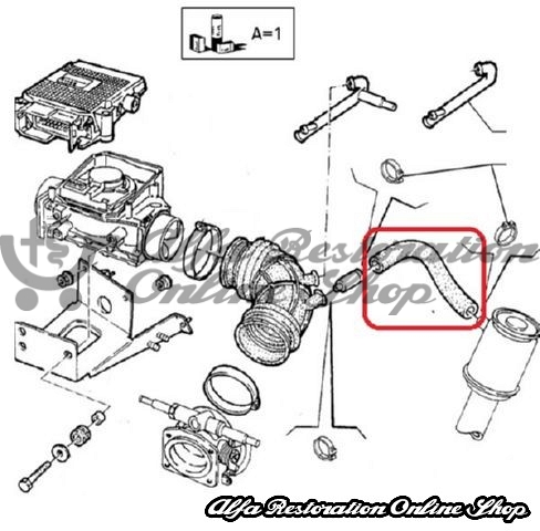 Alfa 33 907 Series IE Engines (8V/16V) Oil Breather Hose (Oil Filler Neck to Intake Manifold)