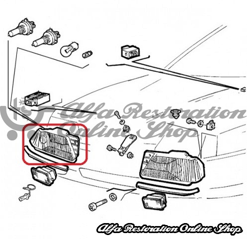 Alfa 164 Right Side Projector Headlight