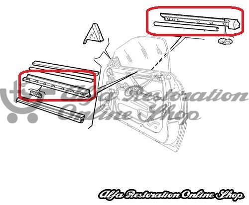 Alfa Spider (916 Series) Right/Left Door Window Horizontal Rubber Seal/Trim Set