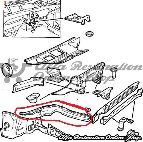 Alfa 33 905/907 Series Front Left Chassis Rail
