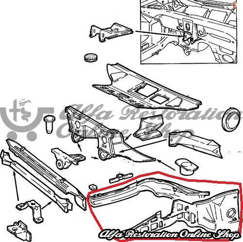 Alfa 33 905/907 Series Front Left Chassis Rail with Outer Panel