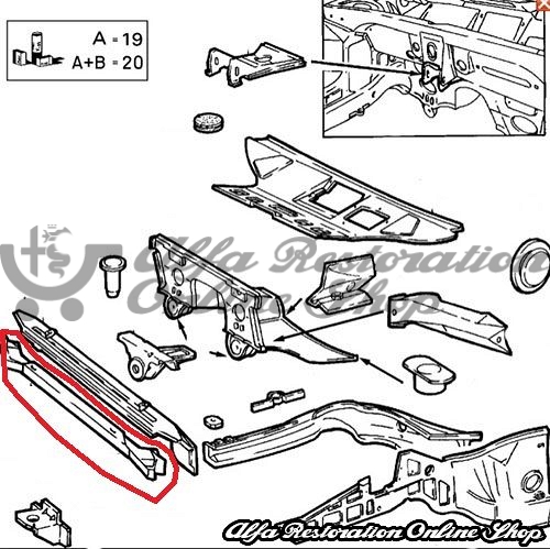 Alfa 33 907 Series Radiator Lower Cross Rail Inner Panel