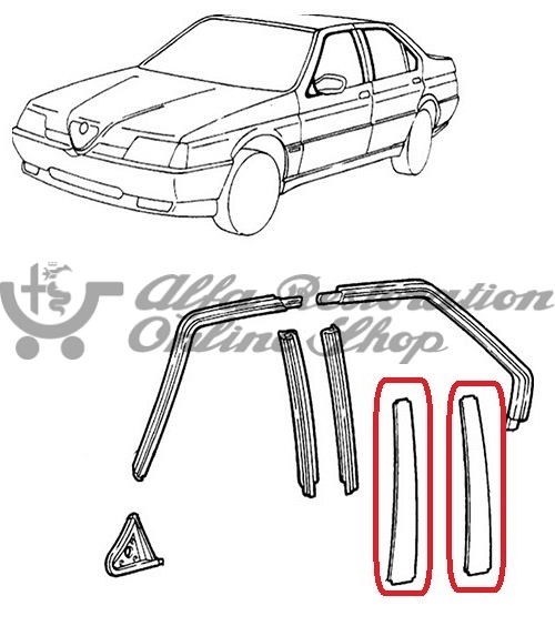 Alfa 164 Front/Rear Doors Black Stickers/Adhesive Set