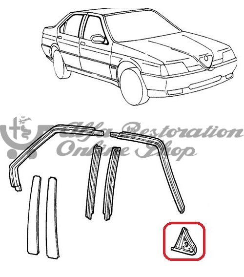 Alfa 164 Series 1 Right Door Mirror Exterior Gasket/Chrome Trim