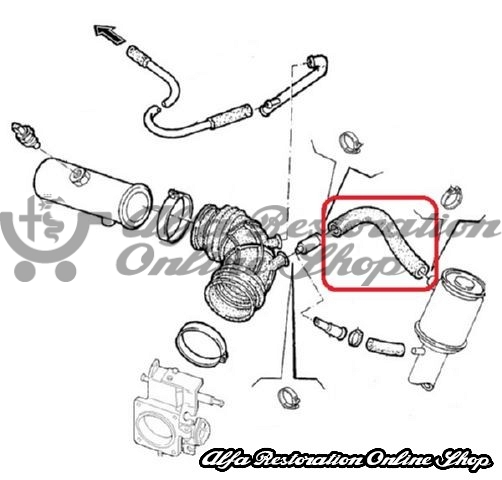 Alfa 33 907 Series IE Engines (8V/16V) Oil Breather Hose (Oil Filler Neck to Intake Manifold)