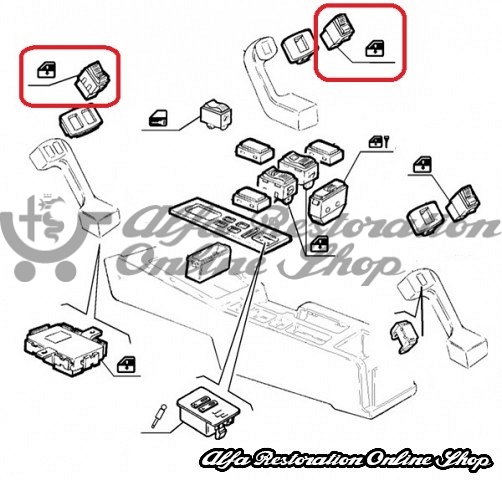 Alfa 164 Power Window Switch (Front/Rear Doors)