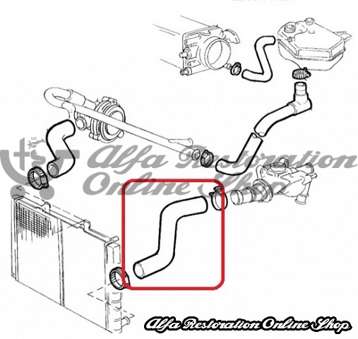 Alfa 164 2.0 Twin Spark Upper Radiator Hose (FL92/Super Models)