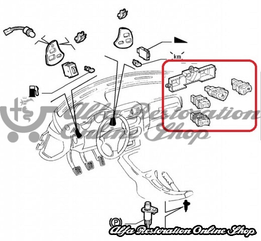 Alfa GTV/Spider Series 2 Central Console Switches (Fog/Hazzard Lights)