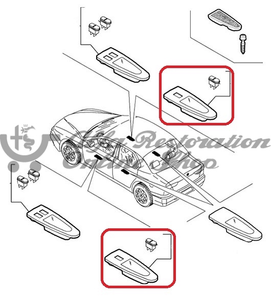 Alfa 156 Passenger Door Power Windows Switch Control Panel (LHD/RHD 2001-2005 models)
