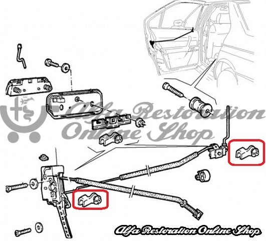 Alfa 33/164/155 Door Locking Mechanism Metal Rod Plastic Clip/Fastener