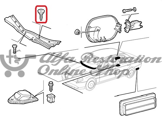 Alfa 147 Bumper/Lancia Y & Thesis Windscreen Wiper Grille Screw