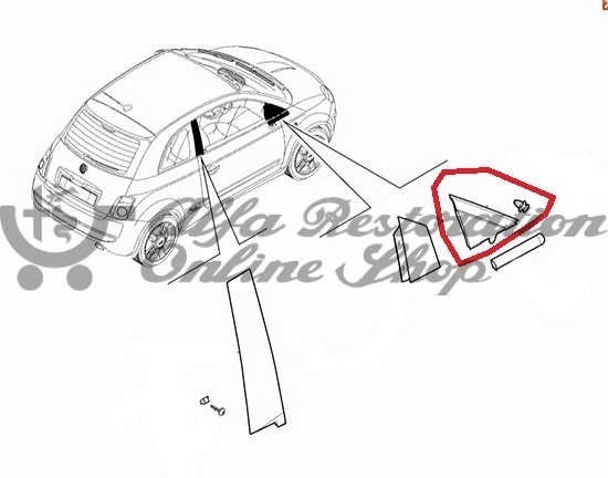 Fiat 500/500 Abarth A-Pillar Right Decorative Triangle