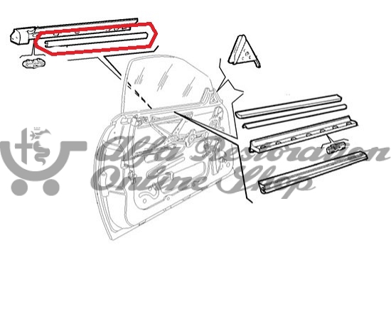 Alfa Spider (916 Series) Right/Left Door Window Horizontal Plastic Channel