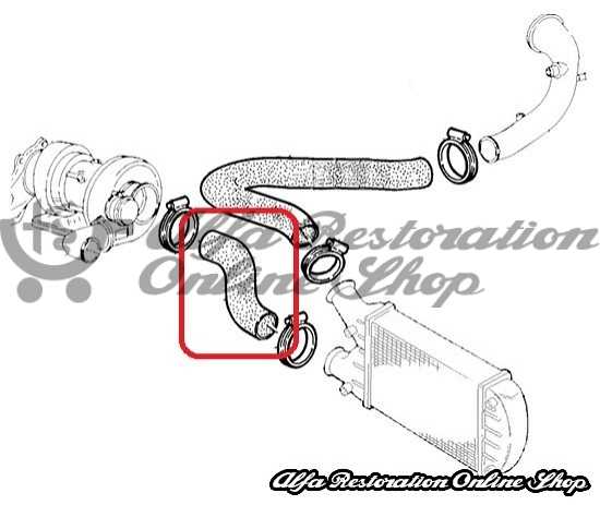 Alfa GTV/Spider 2.0 TB V6 Intercooler Hose (Turbo Compressor to Heat Exchanger)